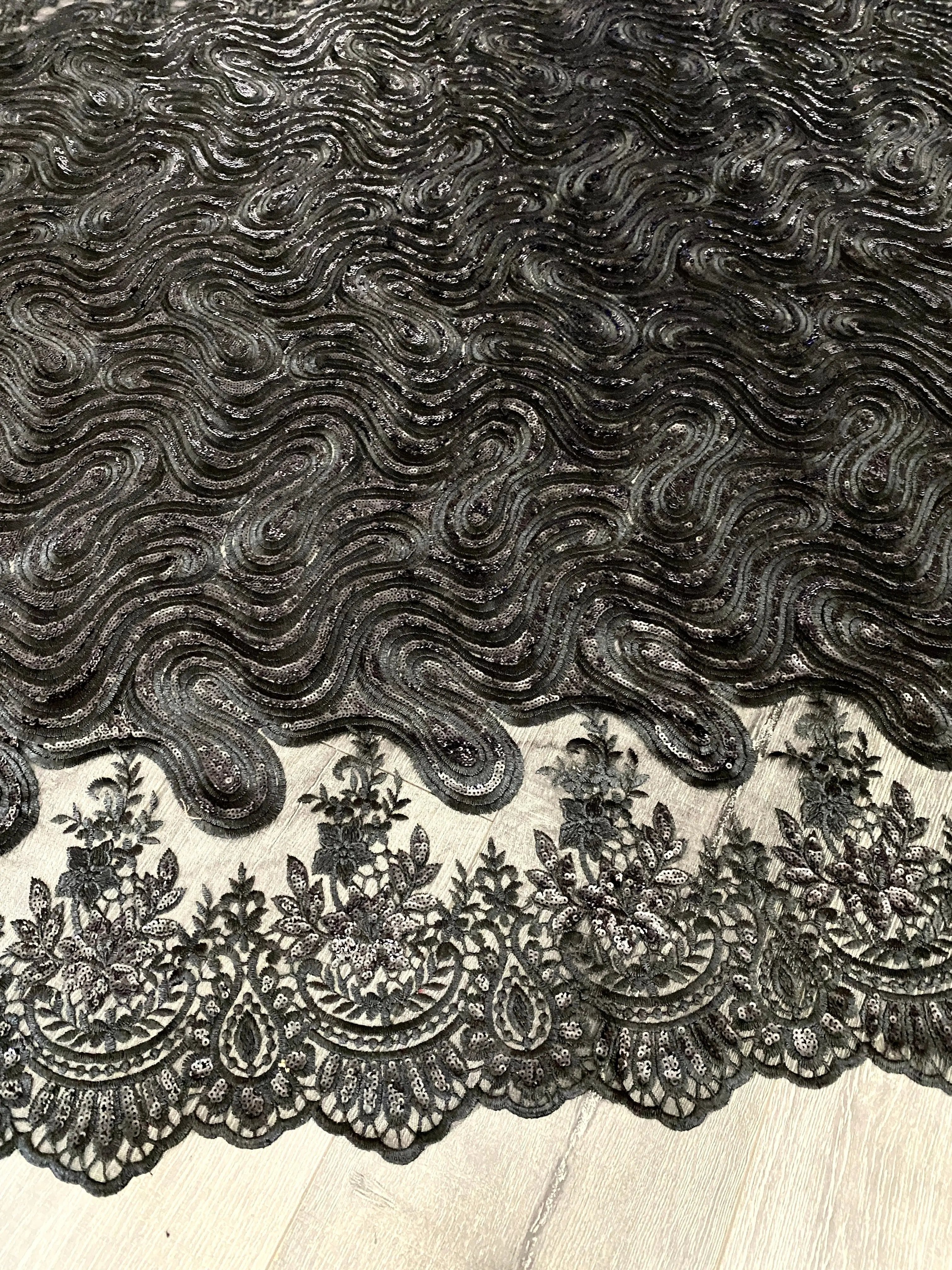 Black Embroidered Sequin Lace