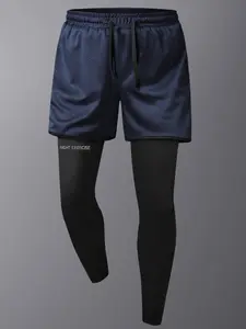 Men's 2-in-1 running shorts, quick drying breathable mesh sports shorts with phone pocket, suitable for gym, training and outdoor sports