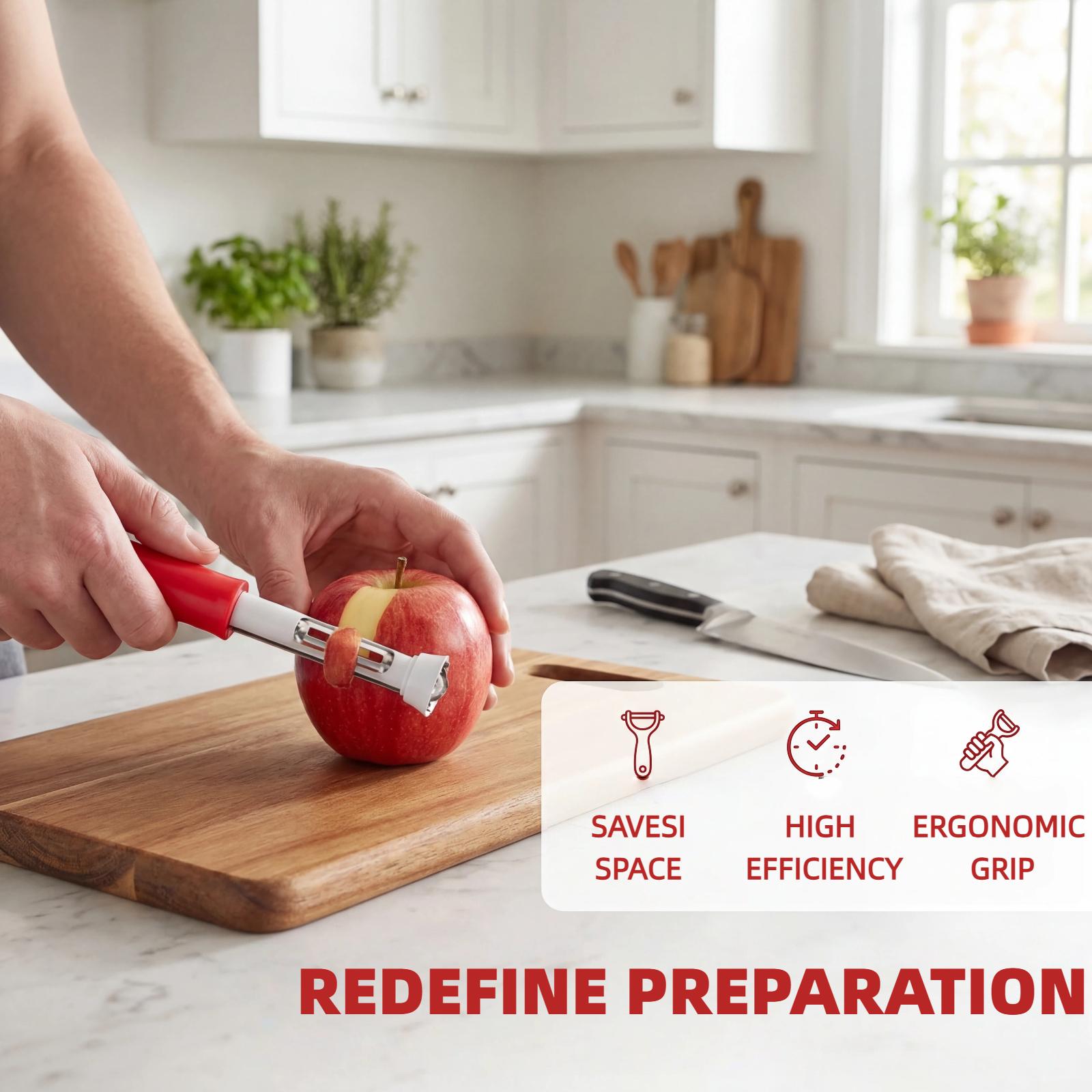 2 in 1 Apple Corer and Peeler Tool, 2026 Upgrade Stainless Steel Red Bell Pepper Seed Corer, Multi-Purpose Apple Corer for Home Kitchen, Vegetable Fruit Kitchen Gadget (1, Red)