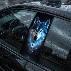 Car B-pillar Sticker Wolf Head Vinyl Personalized Creative Waterproof Decoration Window Car Door Trim Sticker. Automotive