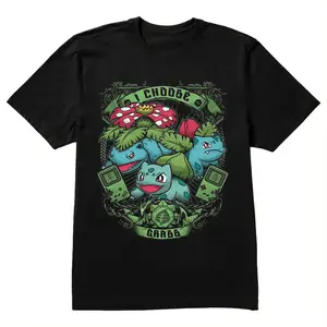 Pokemon Starter T-Shirt – I Choose Grass Gameboy Style Graphic Tee Cotton Fabric
