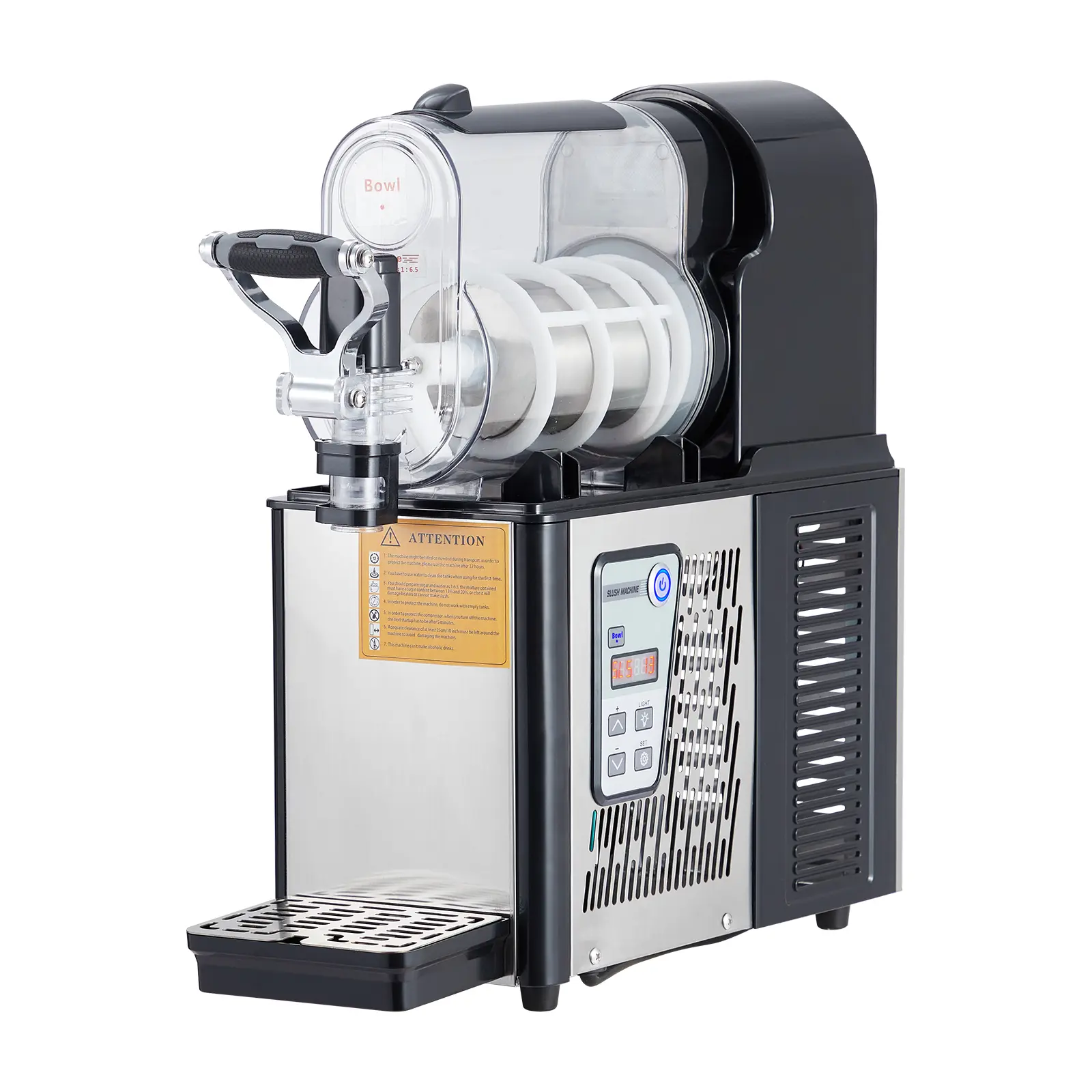 Stainless Steel Commercial Slushie Machine,  Tank Frozen Drink Maker (1x12L,500W High Efficiency & Self-Cleaning, Ideal for Margaritas, Smoothies & Commercial Use