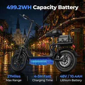 ESBS Electric Scooter, Peak Power 750W, Top Speed 22 mph, Battery 10.5-22.5Ah, Driving Range 20-60 Miles, Adjustable Height, Electronic Brake, 14-inch Inflatable Tires.