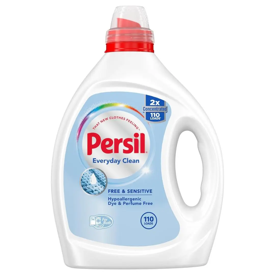 Free & Sensitive Liquid Laundry Detergent, Unscented and Hypoallergenic for Sensitive Skin, 2X Concentrated, 82.5 fl oz, 110 Loads