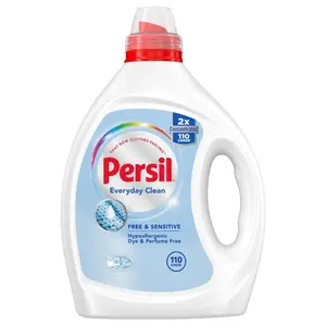 Free & Sensitive Liquid Laundry Detergent, Unscented and Hypoallergenic for Sensitive Skin, 2X Concentrated, 82.5 fl oz, 110 Loads