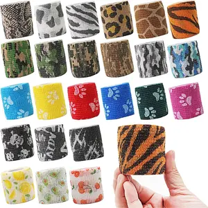 24 Rolls 2 Inch x 5 Yard Self Adhesive Cohesive Bandage Wrap Non-Woven Strong Sports Tape for Wrist Healing Ankle Sprain & Swelling for Dogs Cats Horses Birds Animals