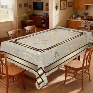 BOOPBEEP Marble Theme  Printed Tablecloth, Retro Farmhouse Style, Perfect Holiday Decoration, Mother's Day and the Perfect Gift for Friends, Ideal Indoor/Outdoor Party And Home Decor, Rectangular&Round Dining Table Cover