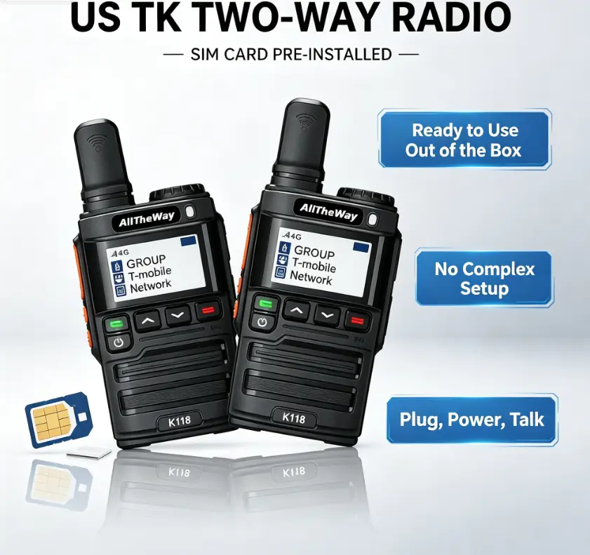 Dual Band Portable Ham Radio Transceiver, 4G Global Cellular Communicator, Pre-Activated SIM Card Included, 5000KM Nationwide Coverage Handheld Intercom, Cell Phone Connectable, 3 Calling Modes, Noise Reduction HD Voice, Audio Button rechargeable