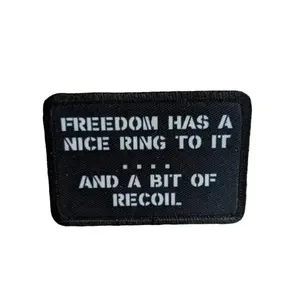 Freedom has a nice ring to it and a bit of recoil military army usmc 2"x3" morale patch with hook and loop backing