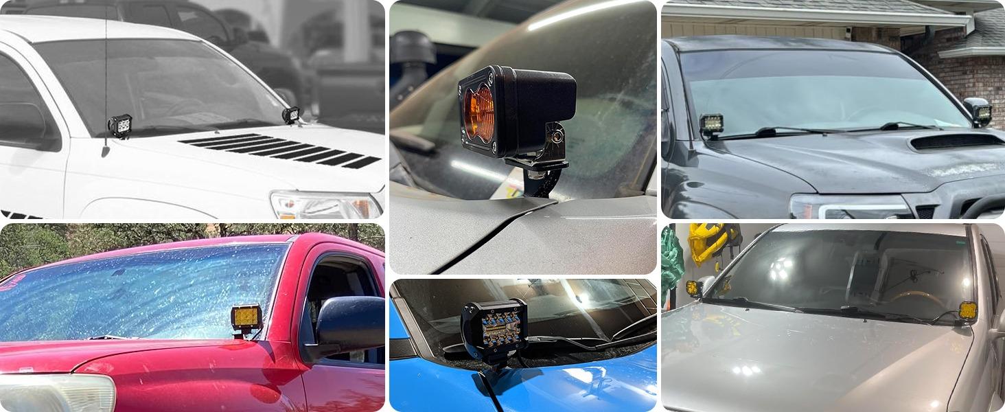 Nilight Ditch Light Brackets Auxiliary Offroad Work LED Pod A-Pillar Hood Mounts on 2nd Gen Tacoma 2005 2006 2007 2008 2009 2010 2011 2012 2013 2014 2015