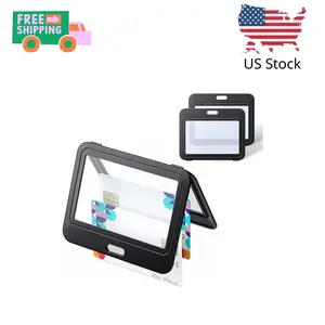 3 Pack ID Badge Holder with Double-Sided Windows Horizontal Hard Plastic