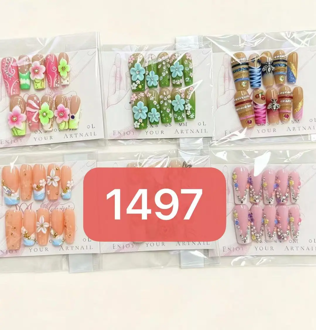 1497:Handmade press on nails online bidding--$1