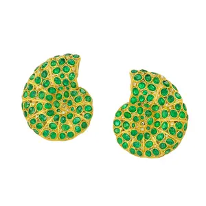 Moon Seashell earrings in green