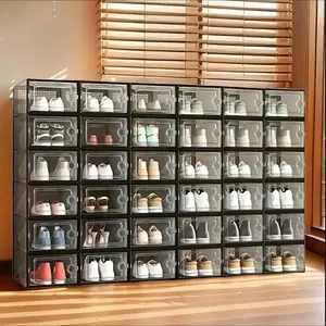 Transparent Plastic Shoe Box with Lid, Foldable Stackable, Space-Saving Storage for Sneakers, High Quality Multi-Functional Design, Clear Shoe Storage