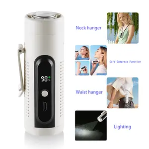 High-speed cooling handheld USB fan, can be hung on the waist or neck. 20000RPM brushless motor, ultra-long battery life, with LED light, 5 wind speed settings. Suitable for camping/construction sites/outdoor activities, providing personal cooling.