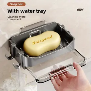 Wall Mounted Soap Dish with Drain, Self-Draining Bathroom Soap Holder – Minimalist Design, No More Soggy Soap – Easy Install Shower Caddy