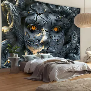 Oversized 3D Snake Tapestry, Vivid Textured Wall Hanging, Polyester Peach Skin Velvet Fabric, Artistic Indoor Decor for Living Room Bedroom Office, Home Party Backdrop with Free Hanging Clips