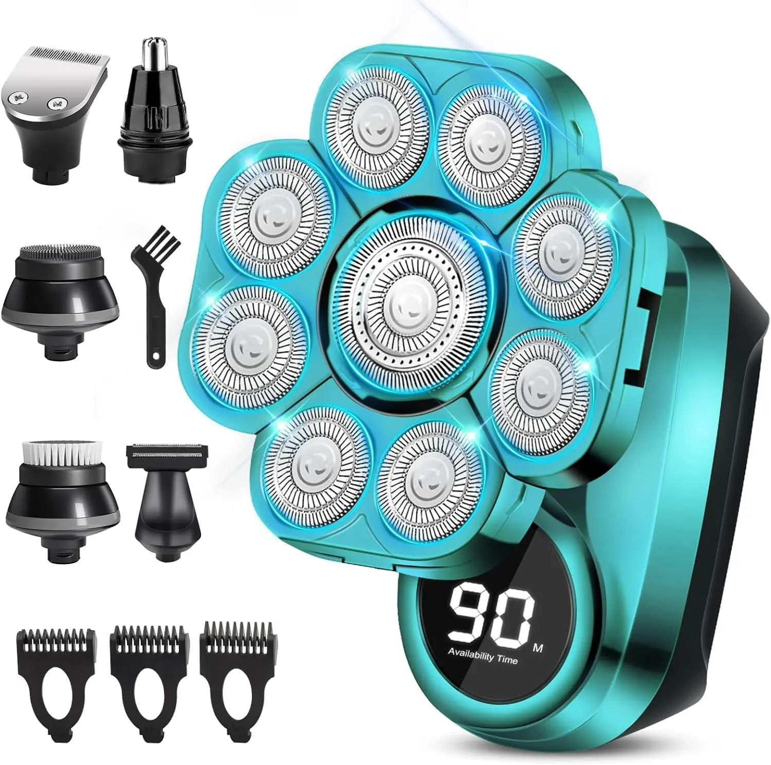 9D Head Shavers for Bald Men, Anti-Pinch Electric Razor for Men, 6-in-1 Mens Grooming Kit with Nose Hair Trimmer, Beard Trimmer for Men, Waterproof and Rechargeable Electric