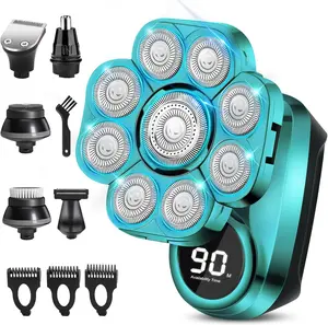9D Head Shavers for Bald Men, Anti-Pinch Electric Razor for Men, 6-in-1 Mens Grooming Kit with Nose Hair Trimmer, Beard Trimmer for Men, Waterproof and Rechargeable Electric