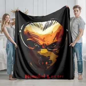 1 piece Hannibal Lecter themed flannel blanket, Flannel Throw Blankets - Modern design flannel blanket, suitable for sofas, beds, camping, picnics and travel, all-season use, soft and warm, digital printing, 100% polyester, machine washable
