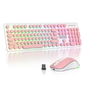 Wireless Keyboard and Mouse, Quiet Typewriter Keyboard, Rechargeable Full-Size 2.4GHz Connection for Windows PC Laptop