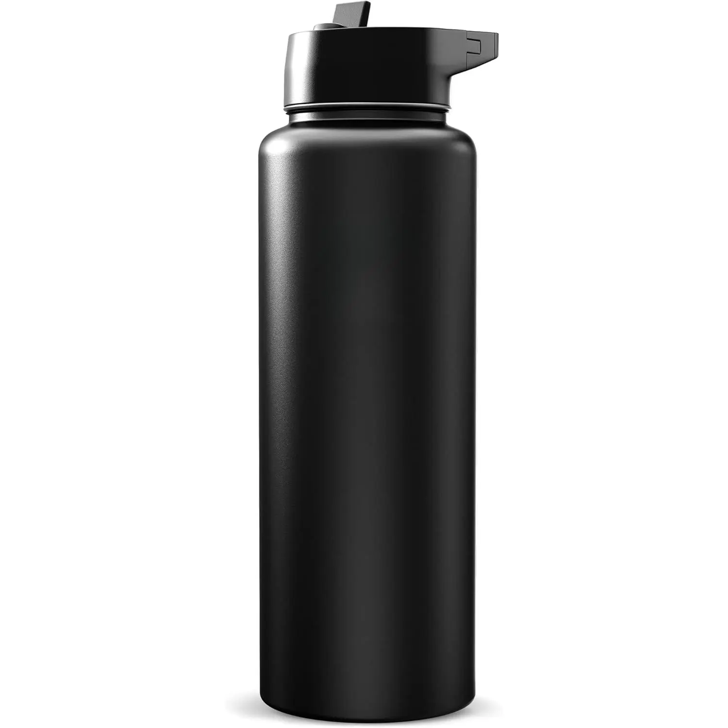 Baby & Maternity Insulated Stainless Steel Hydration Flask - 40 oz Midnight Black, Wide Mouth, Straw Equipped, for Hiking