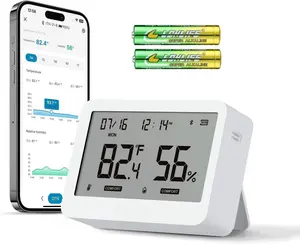 ITH-21-B   Hygrometer, Indoor Temperature Humidity Sensor with Large Screen Display, App Notification Alert, Free Data Storage Export for  Office Greenhouse