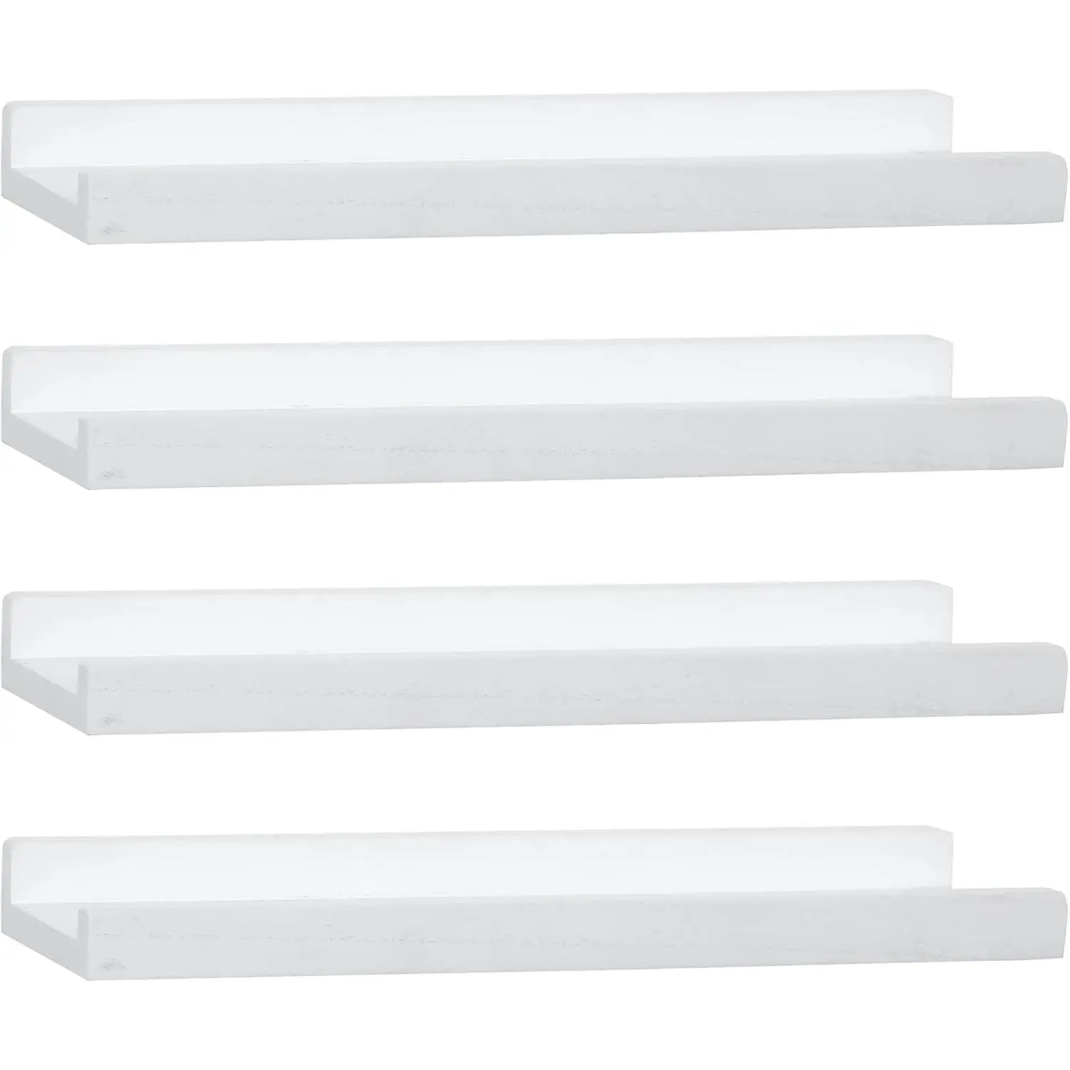 Picture Floating Shelves with Lip,Photo Frame Ledge Set of 4,Rustic  Storage Display Wall Mounted for Living Room Bedroom Kitchen   Book, Decor (White,17 Inch)