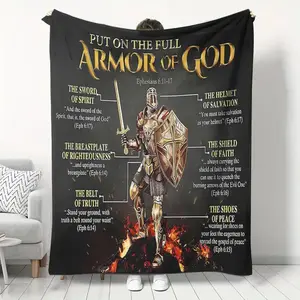 Soft Funny Throw Blanket Christian Blanket with Scripture Print, Soft Flannel Material, 280GSM, All-Season Lightweight Machine Washable, Perfect for Bed Sofa Office Travel Camping, Great Gift for Bible Study Faith Home