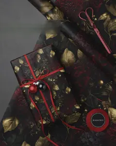 Dark Floral Gothic Wrapping Paper, Birthday Gift Wrap, Anniversary Packaging for Him Her, Witchy Gift Wrap