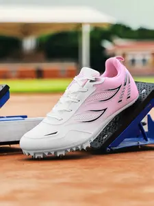 Parent - child White - Green Gradient Detachable - Spikes Track and Field Shoes, Footwear Athletic Trainer, Fresh Racing Style, Mesh Material, Strong Grip & Multi field Adaptation, Ideal for Parent - child Track and Field Training & Competitions