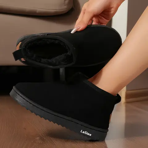 Women's Slip On Winter Short Boots Warm and Insulated Lining Comfortable Fashion Snow Booties Platform Indoor Winter Shoes for Outdoor