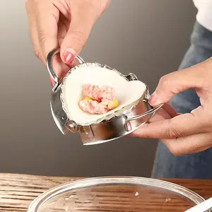 Stainless Steel Dumpling Maker Set with Cutter & Scoop, Non-Stick Flour Ring, Thickened Embossing Mold for Wonton Ravioli, Anti-Slip Handle, Durable One-Press Design for Efficient Cooking, Dumpling Moulds