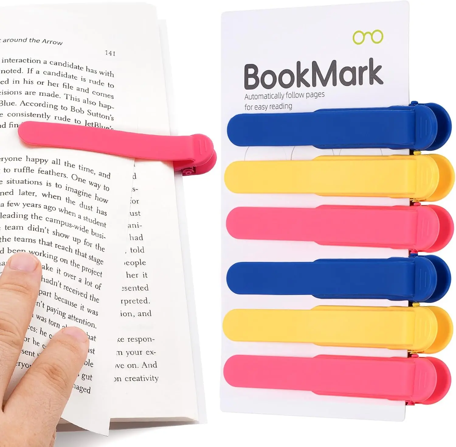 6 PCS Automatic Bookmark, Smart Bookmarks for Women Men Book Accessories Silicone Book Mark Bible Book Markers Book Marks for Reading Book Lovers Gifts Bookish Gifts Birthday Party Favors, Blue