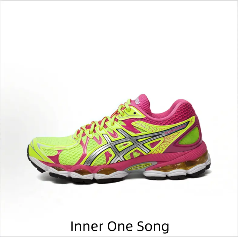 Fluorescent Yellow Hot Pink Cushioned Running Shoes, Multi-layer Impact Dampening System, Shock-absorbing Footwear For Urban Commutes And Leisure Sports