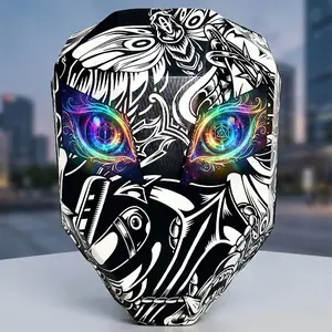 LED Knight Backpack Phantom Shadow, Smart Bluetooth Programmable Screen Motorcycle Helmet Bag, Hard Shell Expandable 15.6" Laptop Pack with USB Charging, DIY Pixel Art, Cyberpunk Tech Travel Gift for Men Biker (Power Bank Not Included)