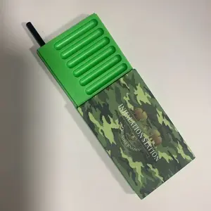 Inhalation Station Camo Green 7 Compartment Luxury Storage Box with Built-in 3” Slim Metal Straw Ergonomic Design Safe Clean Easy To Use