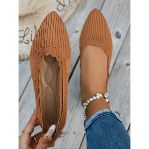 Women's Solid Color Ballet Flats, Casual Comfortable Flat Shoes for Daily Wear, Lightweight Breathable Shoes for Women & Girls, Running, Soft Sole Flats