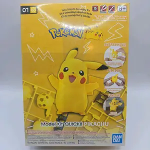 Bandai Hobby Pikachu Quick Model Kit - 3 Inch Tall Molded Color Parts Easy Assembly No Tools Required Perfect for Pokémon Fans