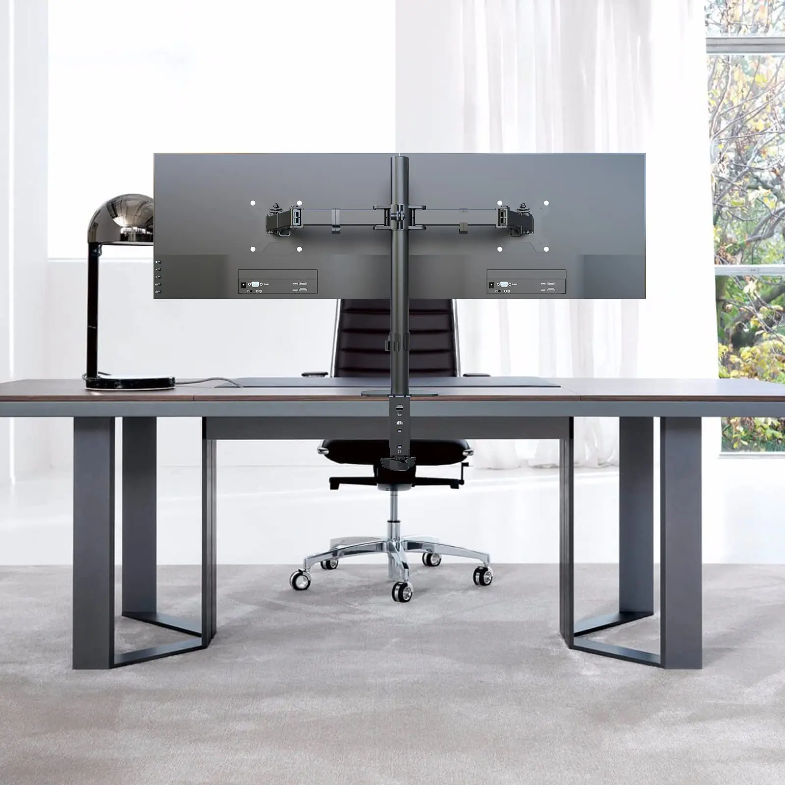 【 Adjustable Dual Monitor Desk Mount】 Desk Mount, Heavy Duty Full Motion Dual Screen Stand for 2 Up to 32 Inch Monitors, Tilt Swivel Rotate, Holds 22 lbs Per Arm, Ideal for WFH & Desk Makeover Setup