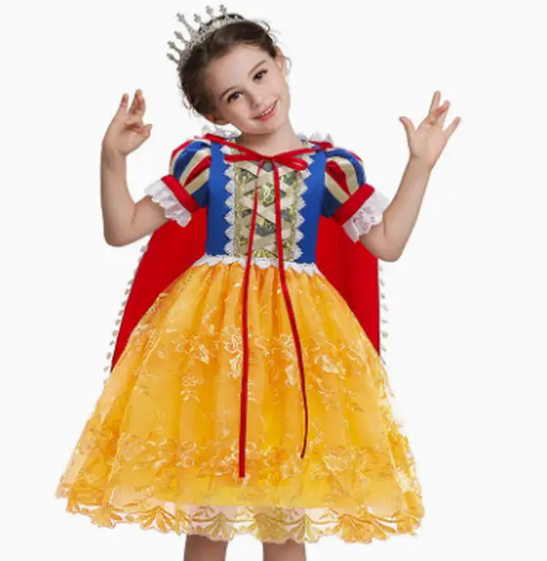 Girls Fairy Tale Princess Dress - Magical Royal Costume with Puff Sleeves & Tutu Skirt, Kids Holiday Events Outfit for Party, Cosplay, Photo Shoot, Princess Look & Size Fit, Fancy Gown