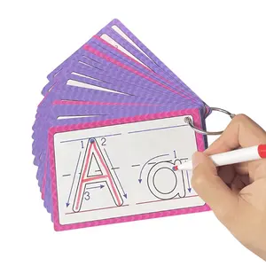 26-Card Alphabet Phonics Flashcards Set with Reusable Pen, CVC Words Learning, ABC Trace Writing, Educational Toy for Kids, Paper Material, Home School Supplies Birthday Gifts Ideas