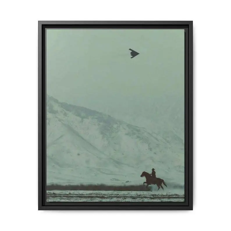 Cowboy on horse and b2 spirit flying poster, frame not included - america western , mountain , gift for men and women (No Frame)
