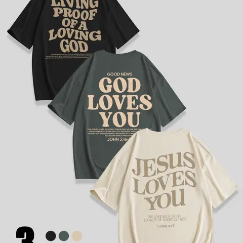 Women's Jesus Loves You Letter Print Round Neck Tee, Casual Chic Minimalist Loose Fitted Short Sleeve Crew Neck T-shirt for Daily Wear, Ladies Inspirational Casual Clothes for All Seasons, Top, Tshirt, Casual Everyday Top
