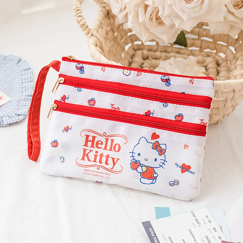 L Sanrio Document Pouch Hello Kitty Passport Pouch Organizer Pouch Cute Coin Purse Receipt Pouch