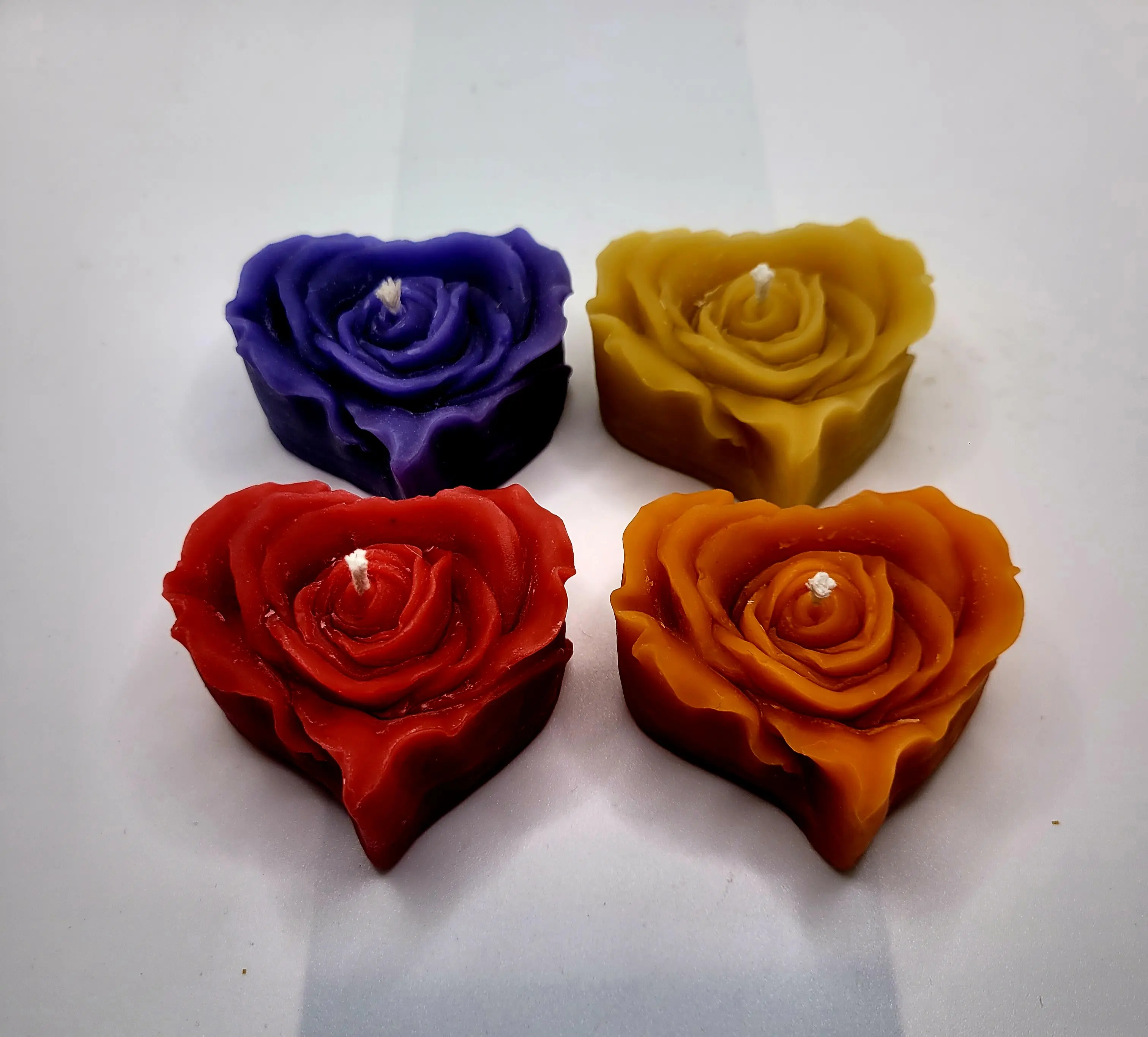 Heart Shaped Rose Bud Beeswax Candle - Natural, Non-Toxic, Clean burning, Bright natural light, sustainable, vegan, ecofriendly, home decor, Floral Candle