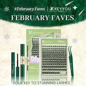 KEYYOU Ultra-thin Invisible Band Lash Kit Playful Girl CC Curl Spike Natural Wispy Cluster Lashes Kit Waterproof Lash Extensions Kit TikTok Shop FebruaryFaves