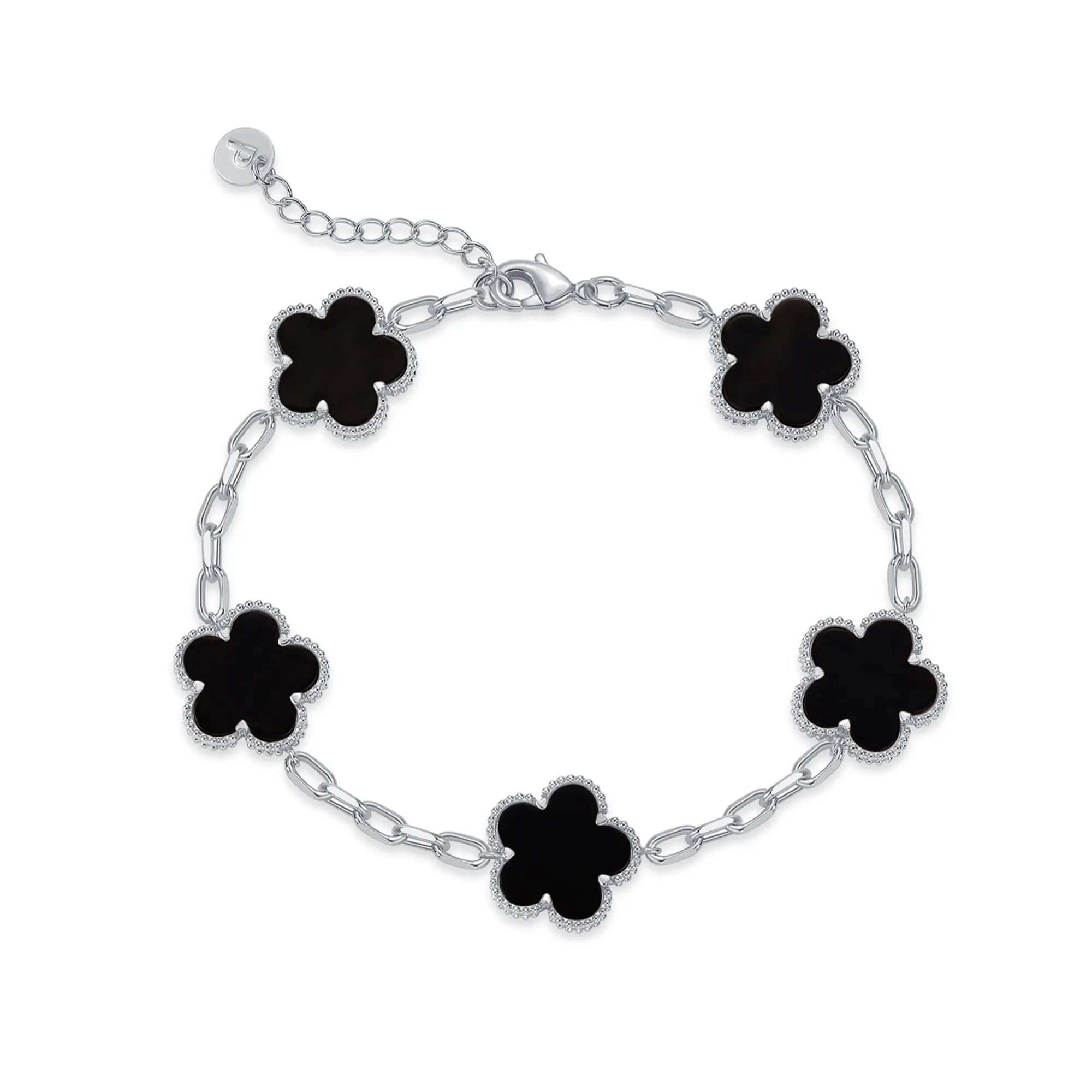 Black Onyx Clover - White Gold
