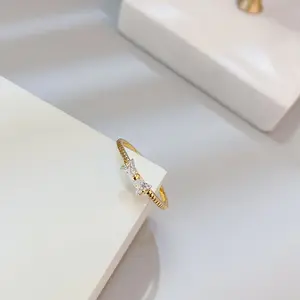 Elegant Adjustable Bow Ring for Women - Classic Titanium Steel with Synthetic Gemstone, Perfect for Casual Attire