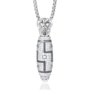 【#P844】Nine-Eyed Dzi Bead Pendant UCCIYO Lab-Created Moissanite S925 Sterling Silver Moissanite Pendant Necklace For Women Men Hip Hop Jewelry Gift